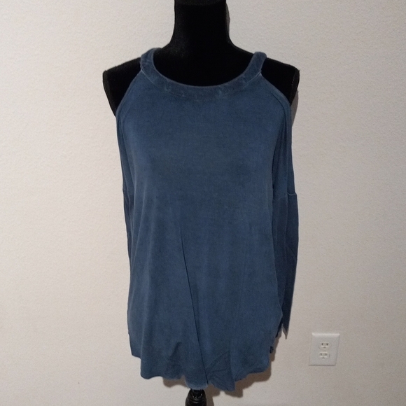 Dear John Tops - DEAR JOHN distressed open shoulder medium flow top